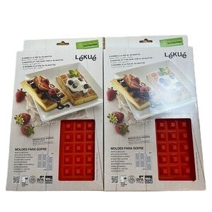 Lekue Waffle Mould 2 Pack Bundle NEW Silicone Bakeware Kitchen Mold
